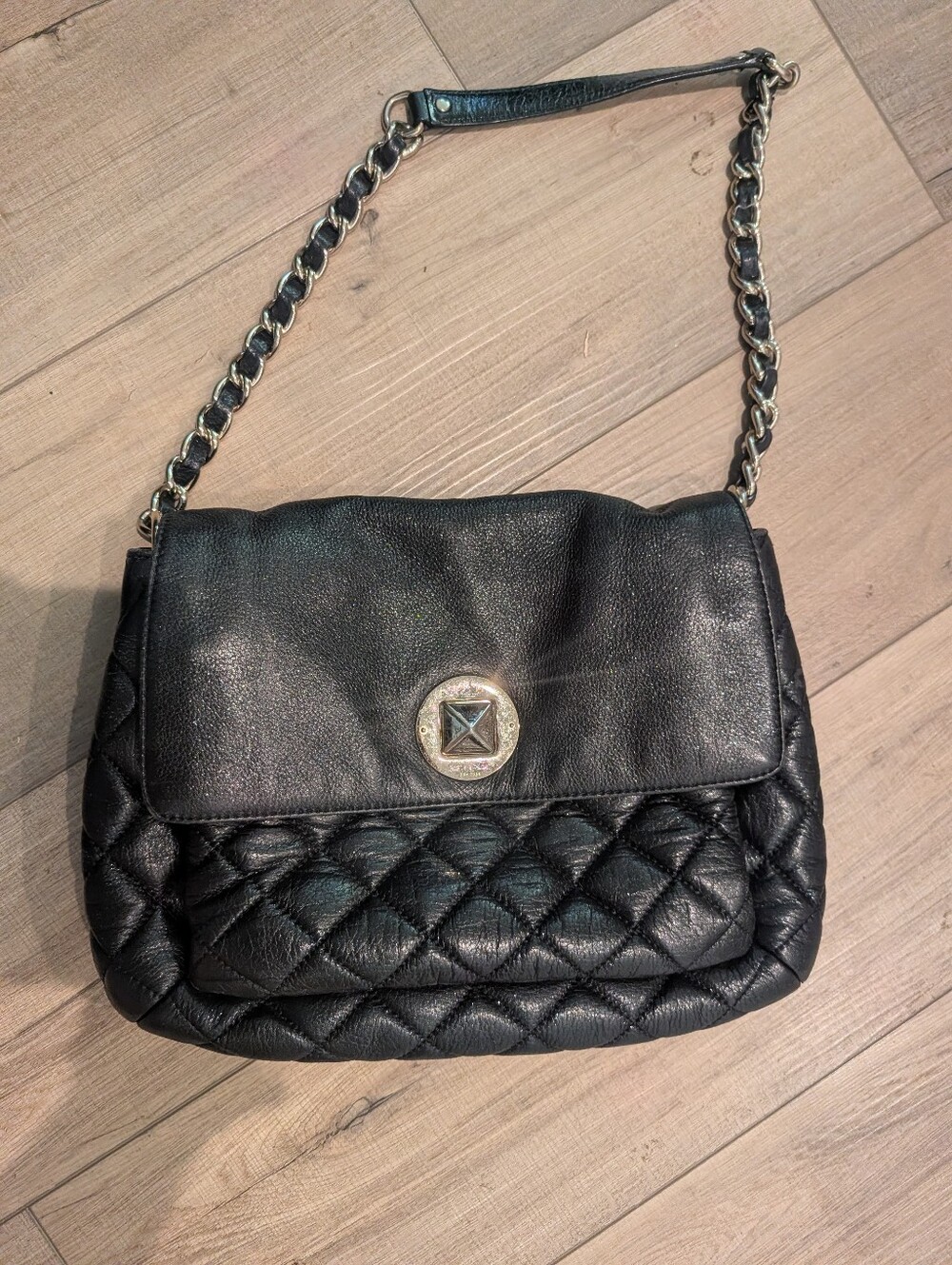 KATE SPADE Gold Coast BLACK LEATHER Charlize Quilted Flap Shoulder Bag
